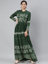 Women Olive Green Floral Printed Kurta